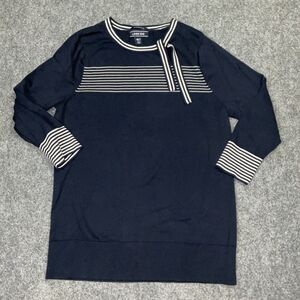 Lands’ End Top  Womens Size M Tall Blue Supima Cotton Knit Casual Work